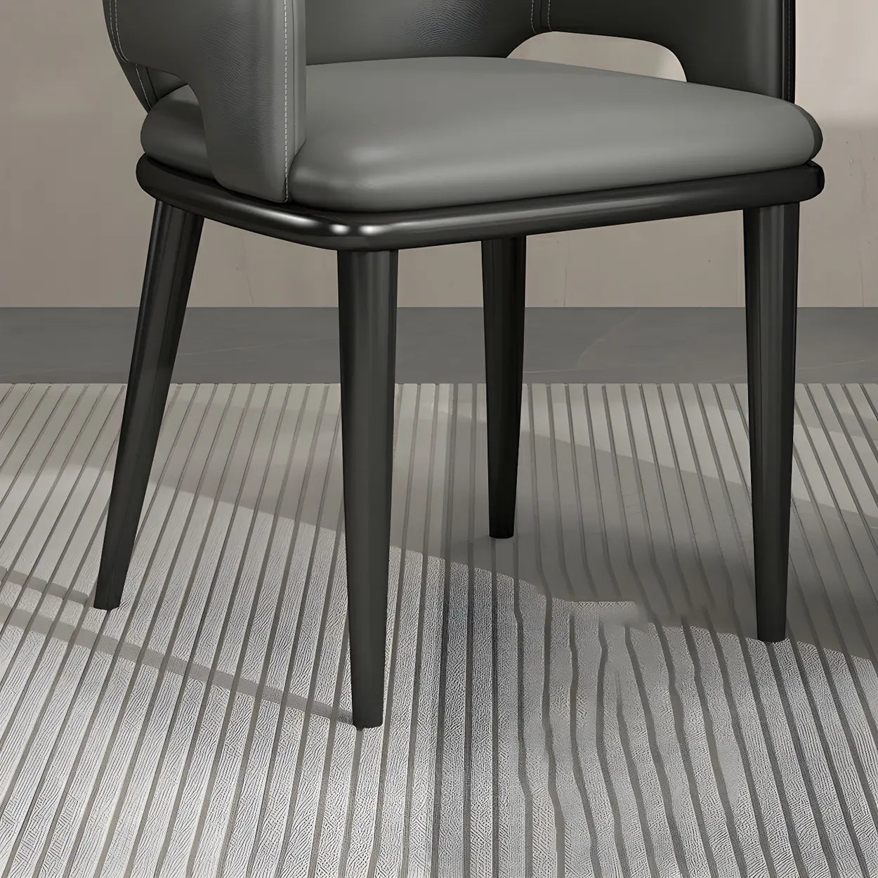 Moderne Eetkamerstoel met Armleuningen in Kunstleer en Zwart Metalen Onderstel – Comfortabele Design Stoel voor Eetkamer of Kantoor | Restfield