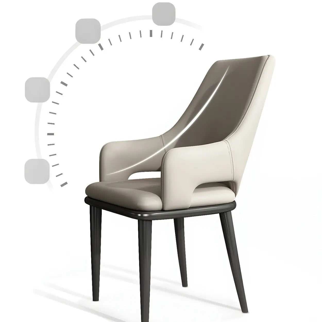 Moderne Eetkamerstoel met Armleuningen in Kunstleer en Zwart Metalen Onderstel – Comfortabele Design Stoel voor Eetkamer of Kantoor | Restfield