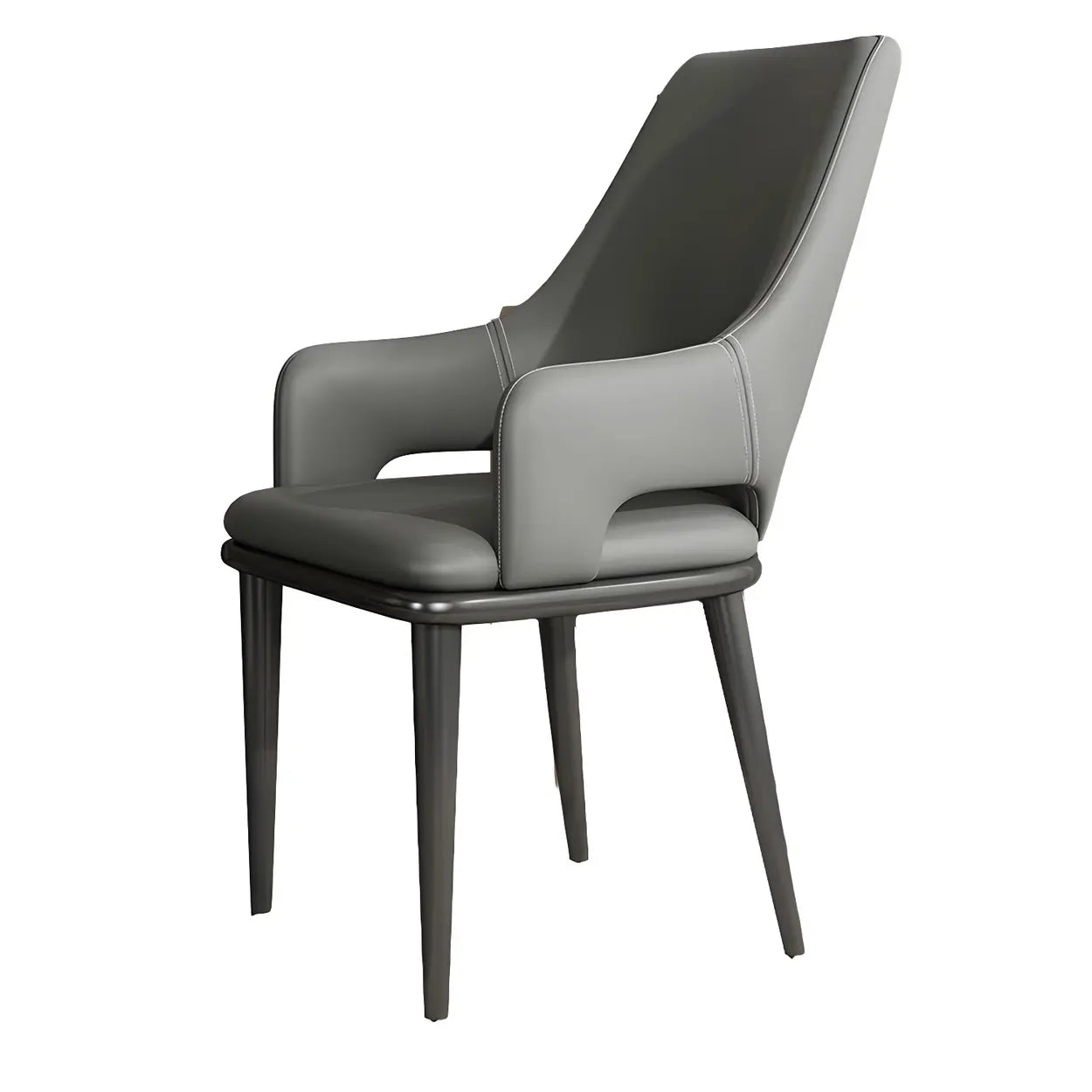 Moderne Eetkamerstoel met Armleuningen in Kunstleer en Zwart Metalen Onderstel – Comfortabele Design Stoel voor Eetkamer of Kantoor | Restfield