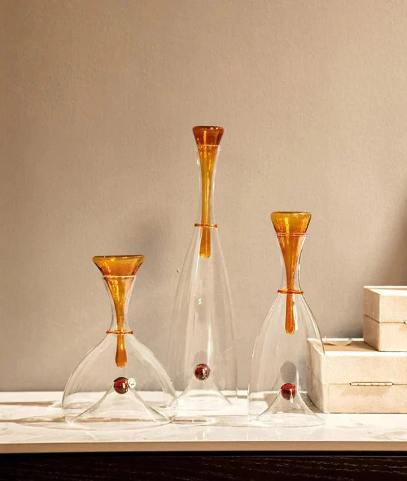 Glazen Karaf Mondgeblazen Decoratieve Stop Amber Blauw Loodvrij Vaatwasmachinebestendig Eettafel Woonkamer | Restfield