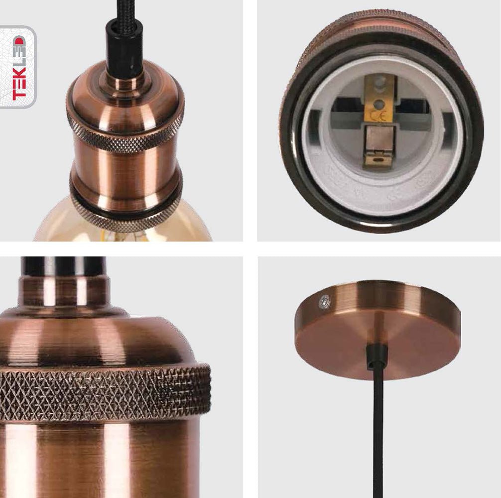 Hanglamp Vintage Industrieel Retro E27 Antiek Rood Brons Goud Nikkel Dimbaar Verstelbaar | Restfield