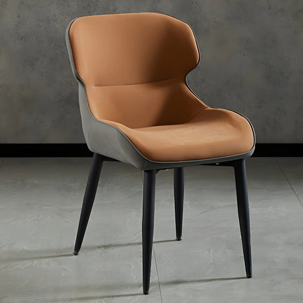 Moderne Leren Wingback Eetkamerstoel met Zwart Metalen Poten – Scandinavische Design Stoel voor Eetkamer of Kantoor | Restfield