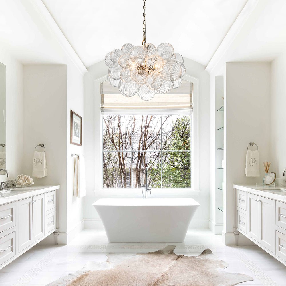 Moderne Glazen Kroonluchter met Geribbelde Bollen voor Eetkamer & Woonkamer | Restfield