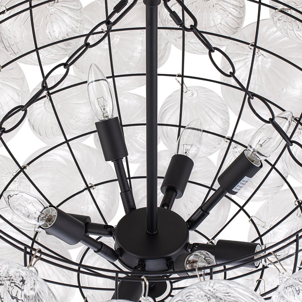 Moderne Glazen Kroonluchter met Geribbelde Bollen voor Eetkamer & Woonkamer | Restfield