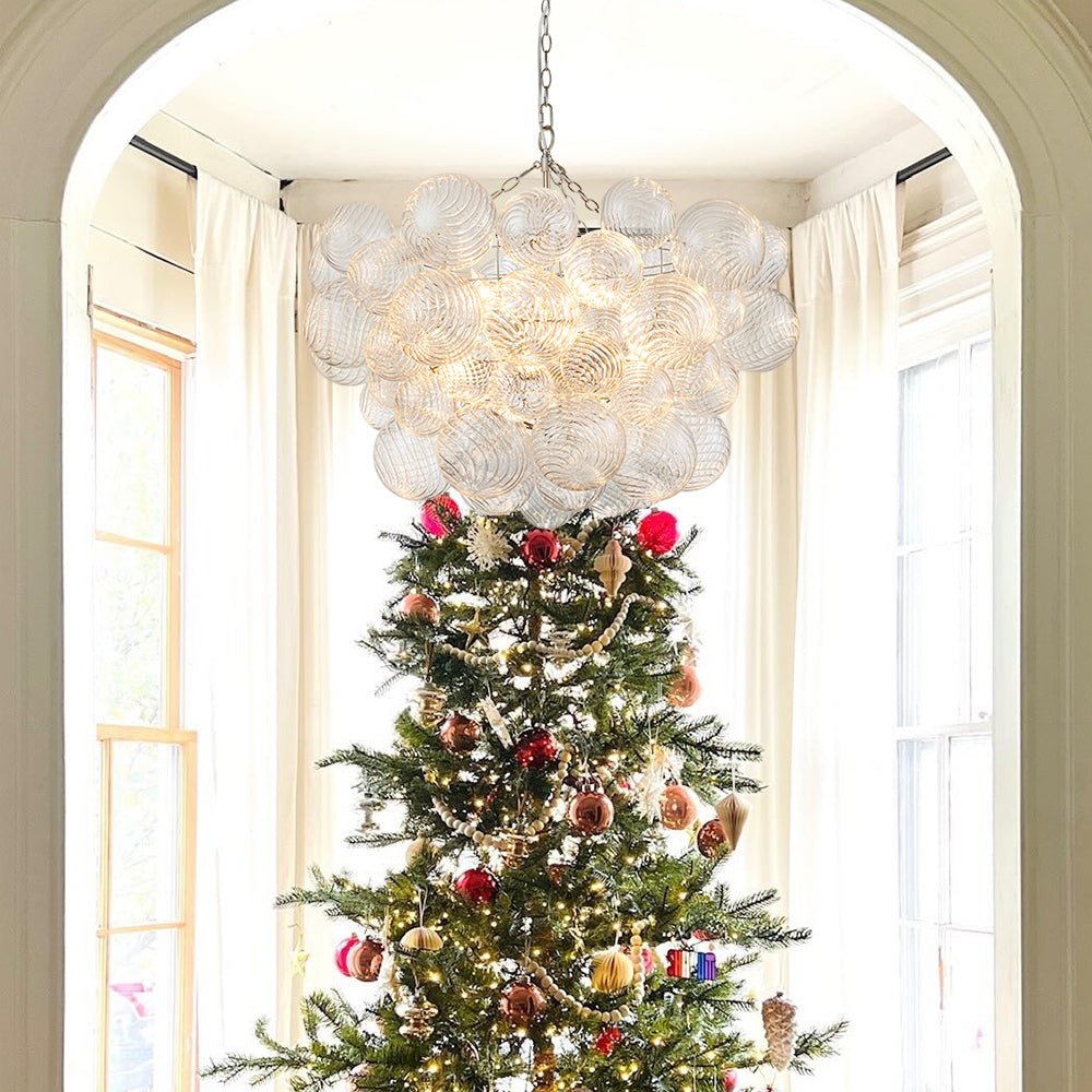 Moderne Glazen Kroonluchter met Geribbelde Bollen voor Eetkamer & Woonkamer | Restfield