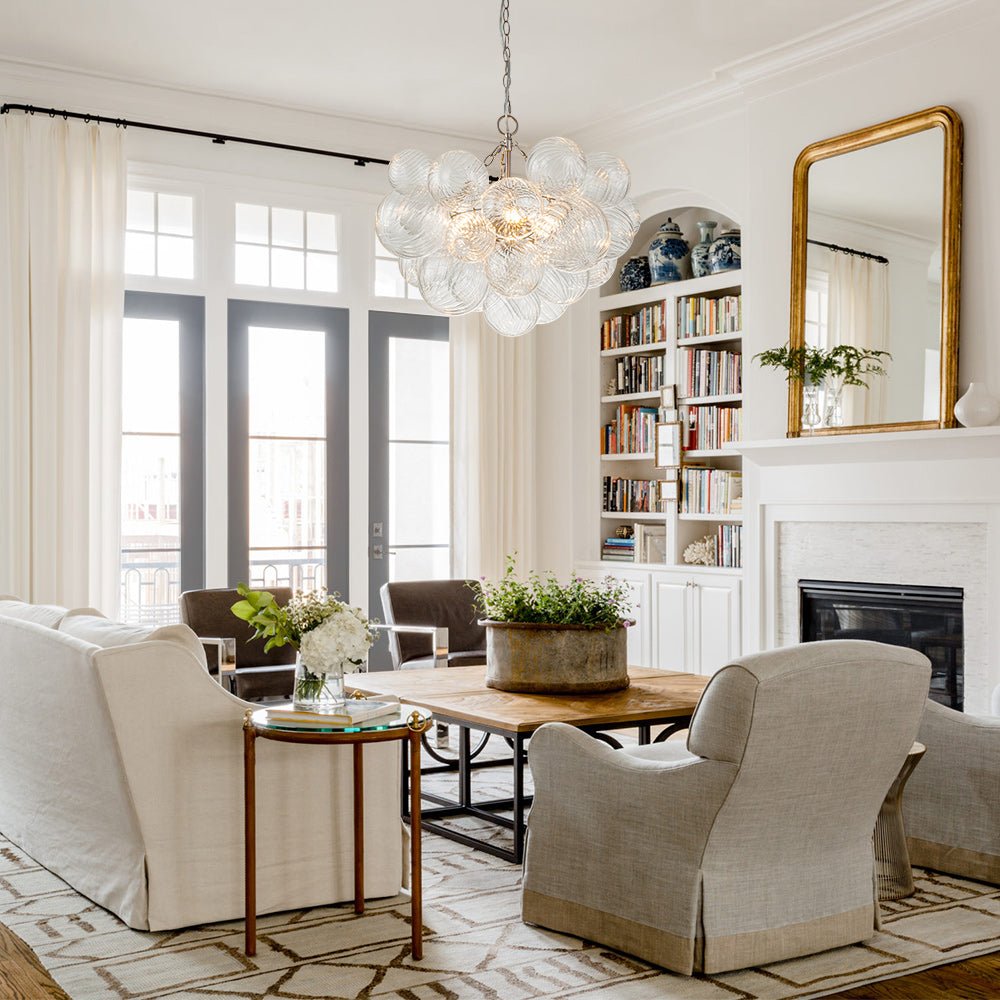 Moderne Glazen Kroonluchter met Geribbelde Bollen voor Eetkamer & Woonkamer | Restfield