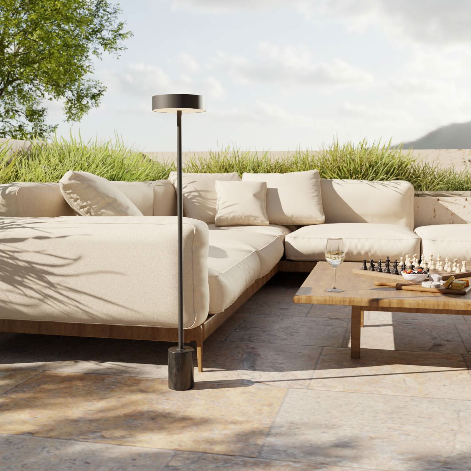 Draadloze accu vloerlamp voor tuin & terras met warm licht – Uranos