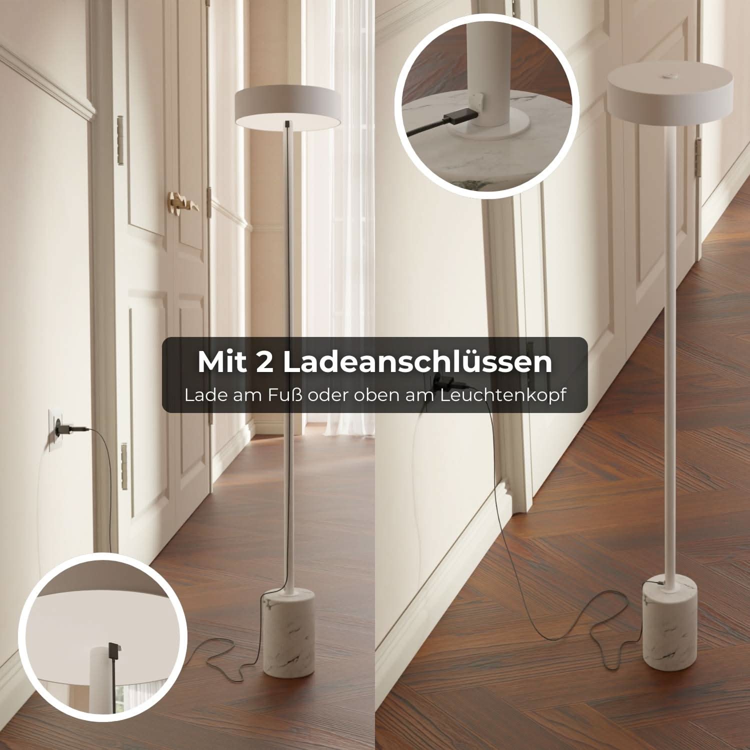 Draadloze accu vloerlamp voor tuin & terras met warm licht – Uranos