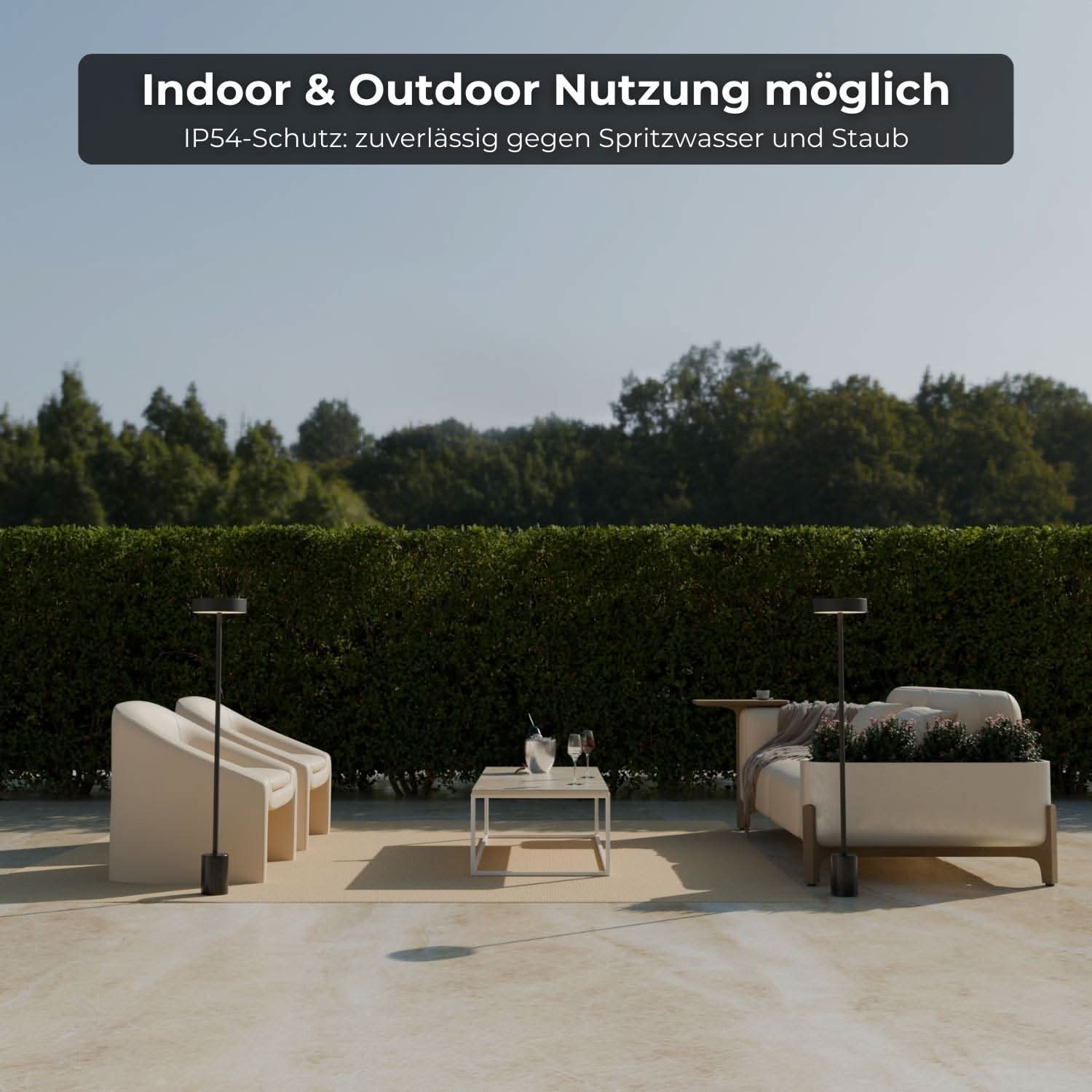 Draadloze accu vloerlamp voor tuin & terras met warm licht – Uranos