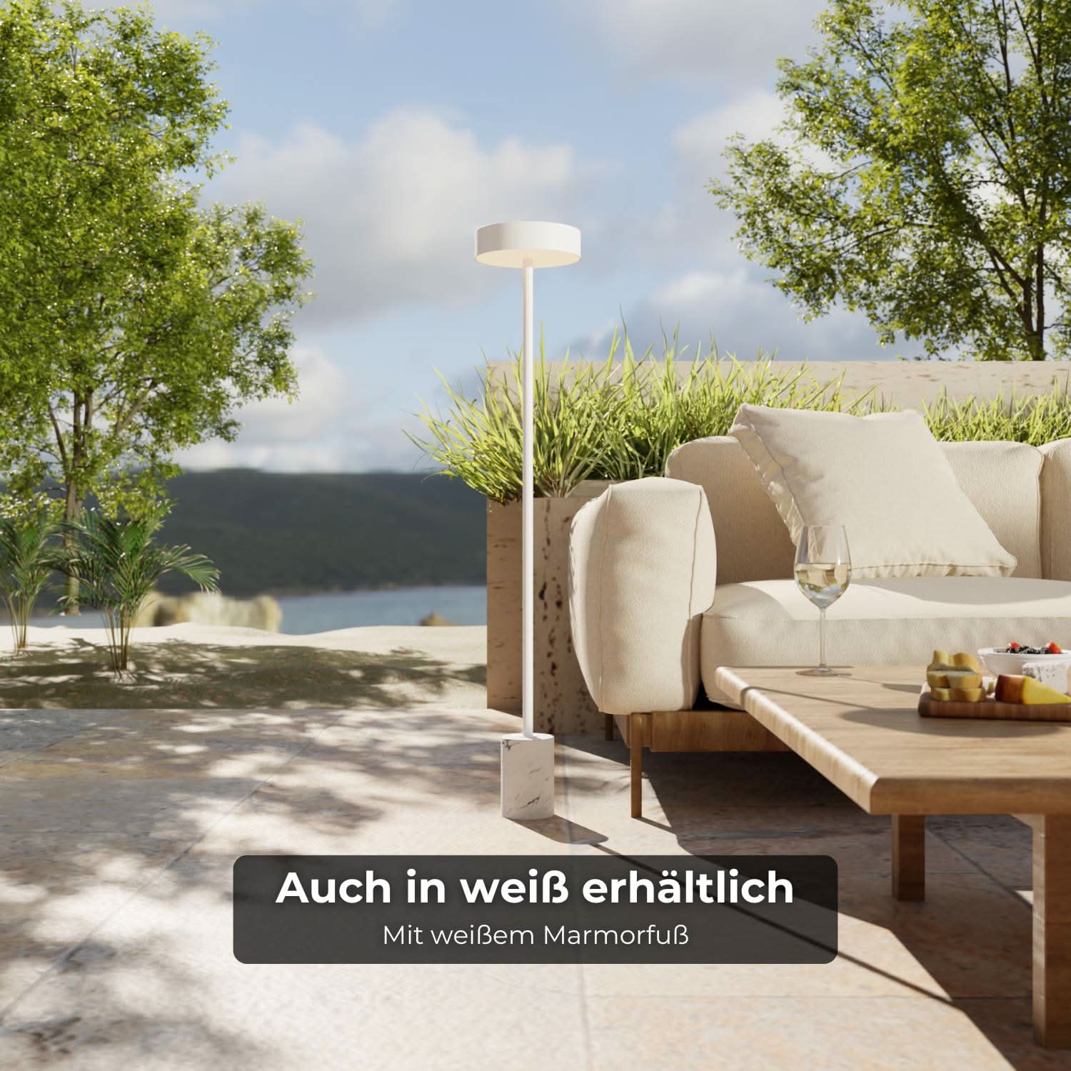 Draadloze accu vloerlamp voor tuin & terras met warm licht – Uranos