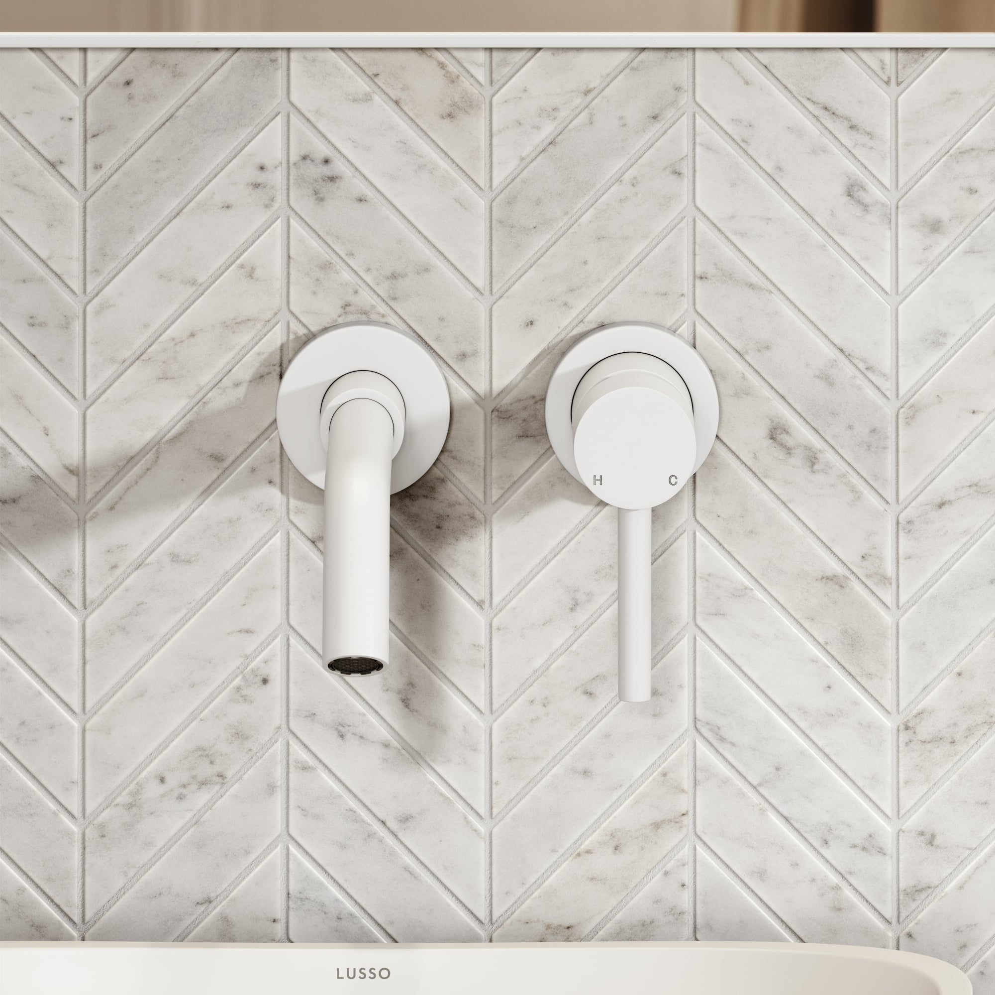 Wandkraan Wastafel Mat Wit Muurmontage 200mm Mengkraan Luxe Minimalistische Badkamer WRAS