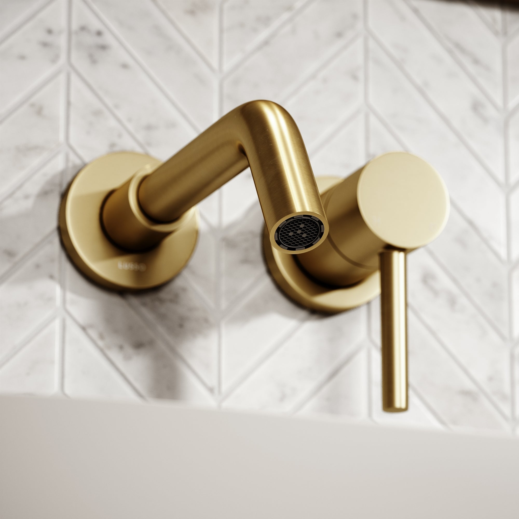 Wandkraan Wastafel Geborsteld Goud Muurmontage 200mm Mengkraan Luxe Badkamer WRAS