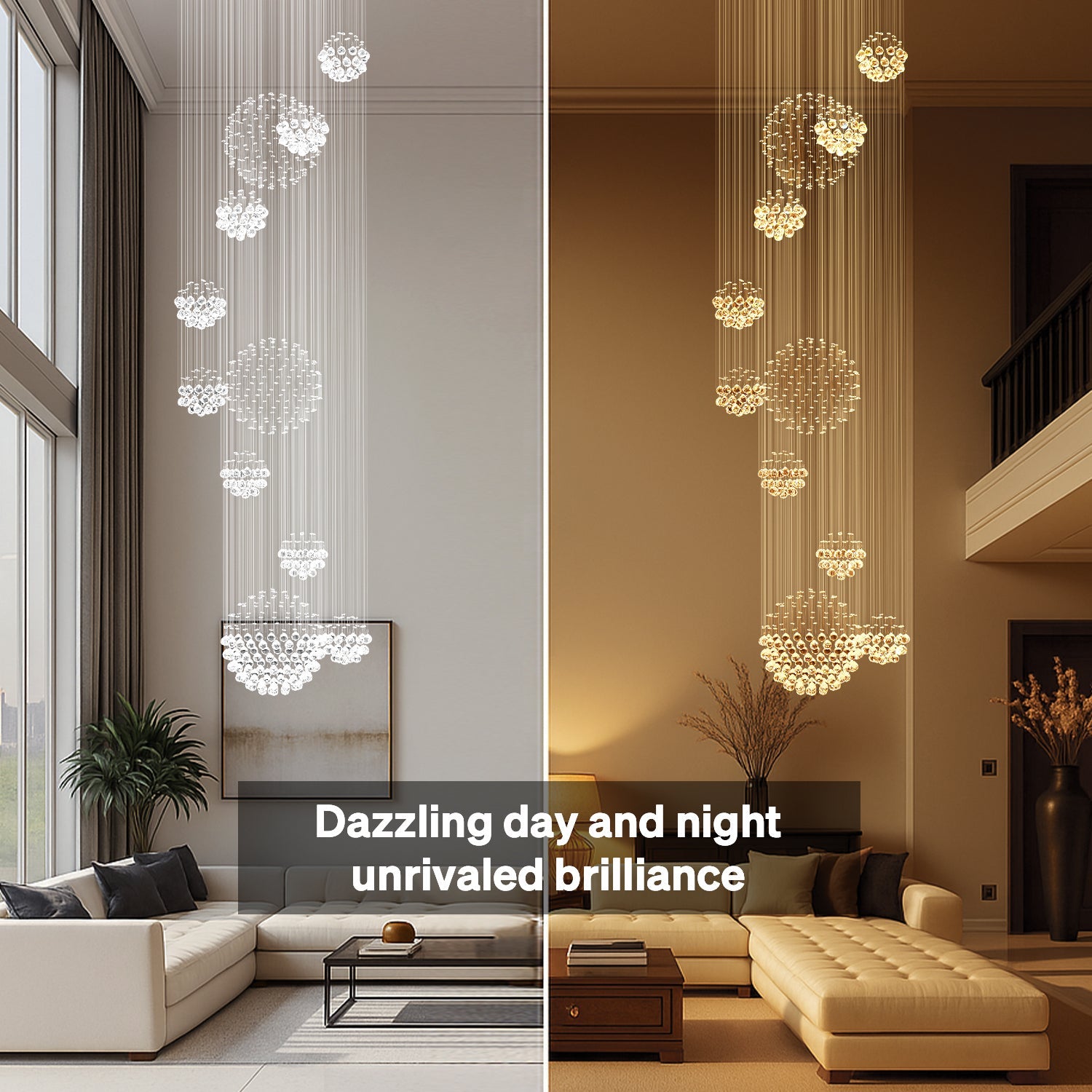 Kristallen Kroonluchter Rond Meerdere Ringen Regendruppel Chroom GU10 Trap Entreehal Groot | Restfield