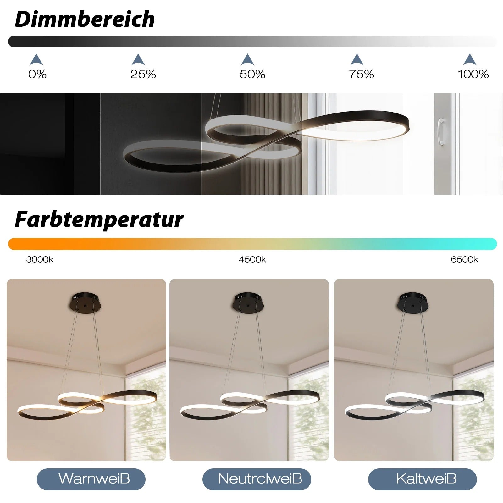 Hanglamp LED Ringen Dimbaar Afstandsbediening Aluminium Eetkamer Woonkamer Modern