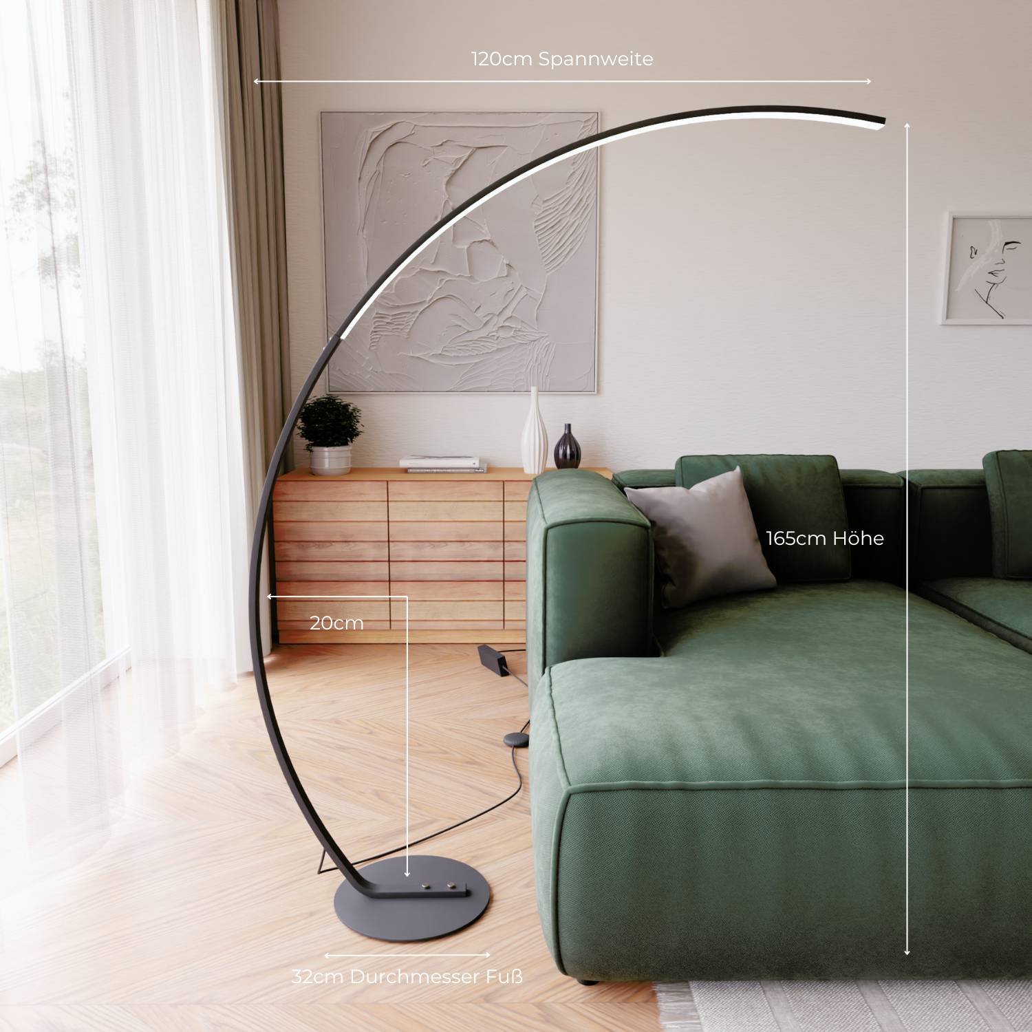 Vireon Booglamp – Minimalistische Design Vloerlamp voor Woonkamer & Leeshoek | Restfield