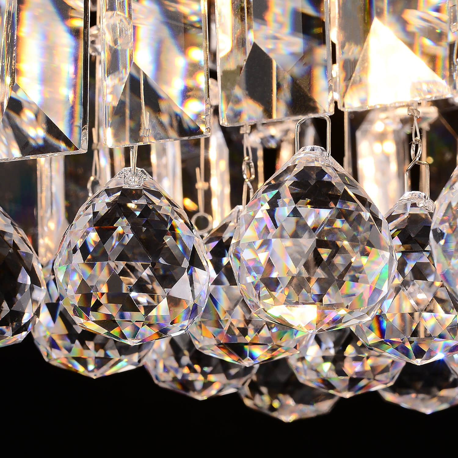 Rechthoekige Kristallen Kroonluchter Regendruppel K9 Zwart E12 Eetkamer Keukeneiland Modern | Restfield