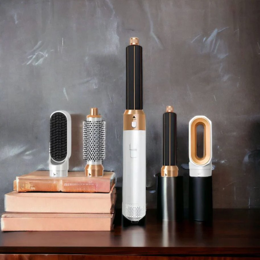 Professionele 5-in-1 airstyler met opzetstukken en luchttechnologie voor drogen, krullen, volume en glad haar | Restfield