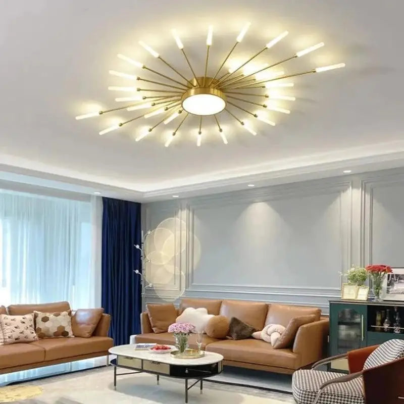 Plafondlamp Zon Design LED Aluminium Goud Zwart 128cm Modern | Restfield