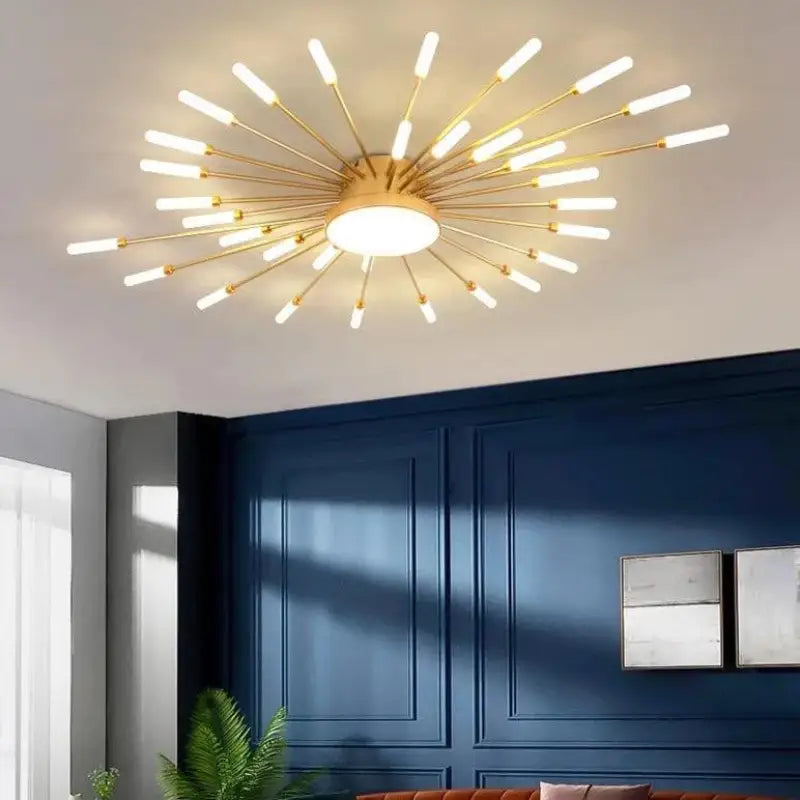 Plafondlamp Zon Design LED Aluminium Goud Zwart 128cm Modern | Restfield