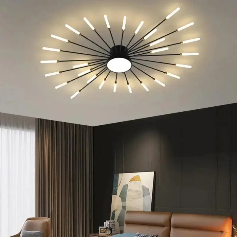 Plafondlamp Zon Design LED Aluminium Goud Zwart 128cm Modern | Restfield