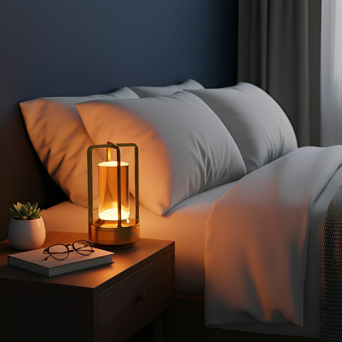 Draadloze Tafellamp Met Usb Oplaadbare Batterij Touch Dimming Led Lantaarn Modern Design Voor Slaapkamer En Woonkamer | Restfield