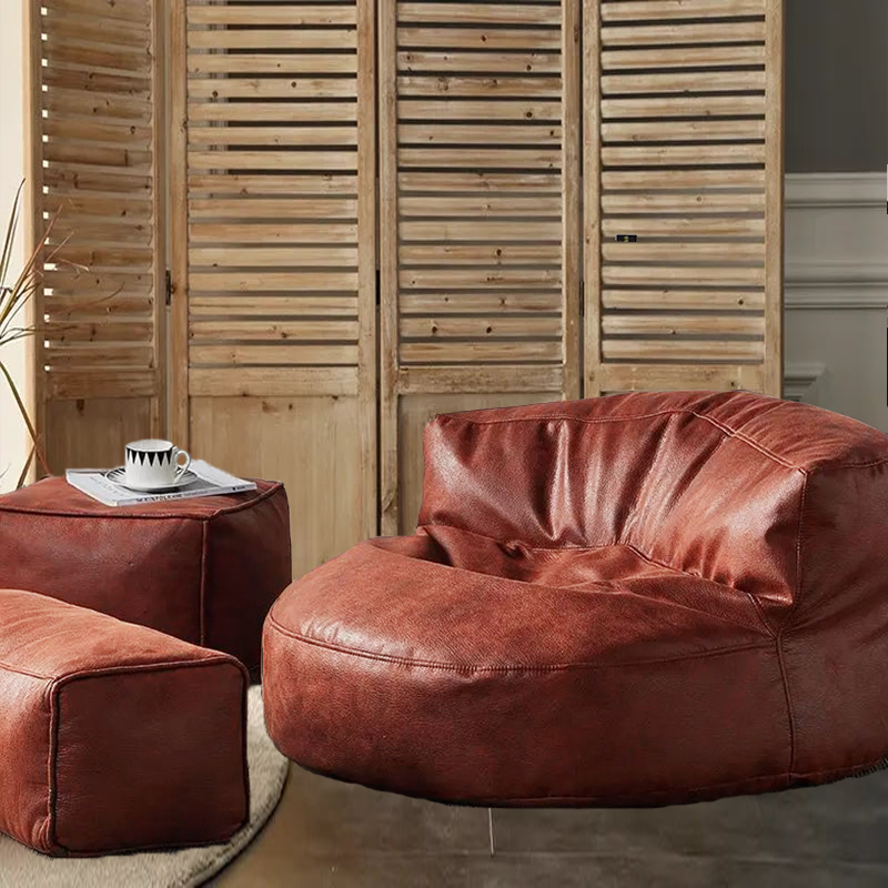 Zitzak Rond Kunstleer Modern 100cm Retro Leer Kinderen Volwassenen Binnen