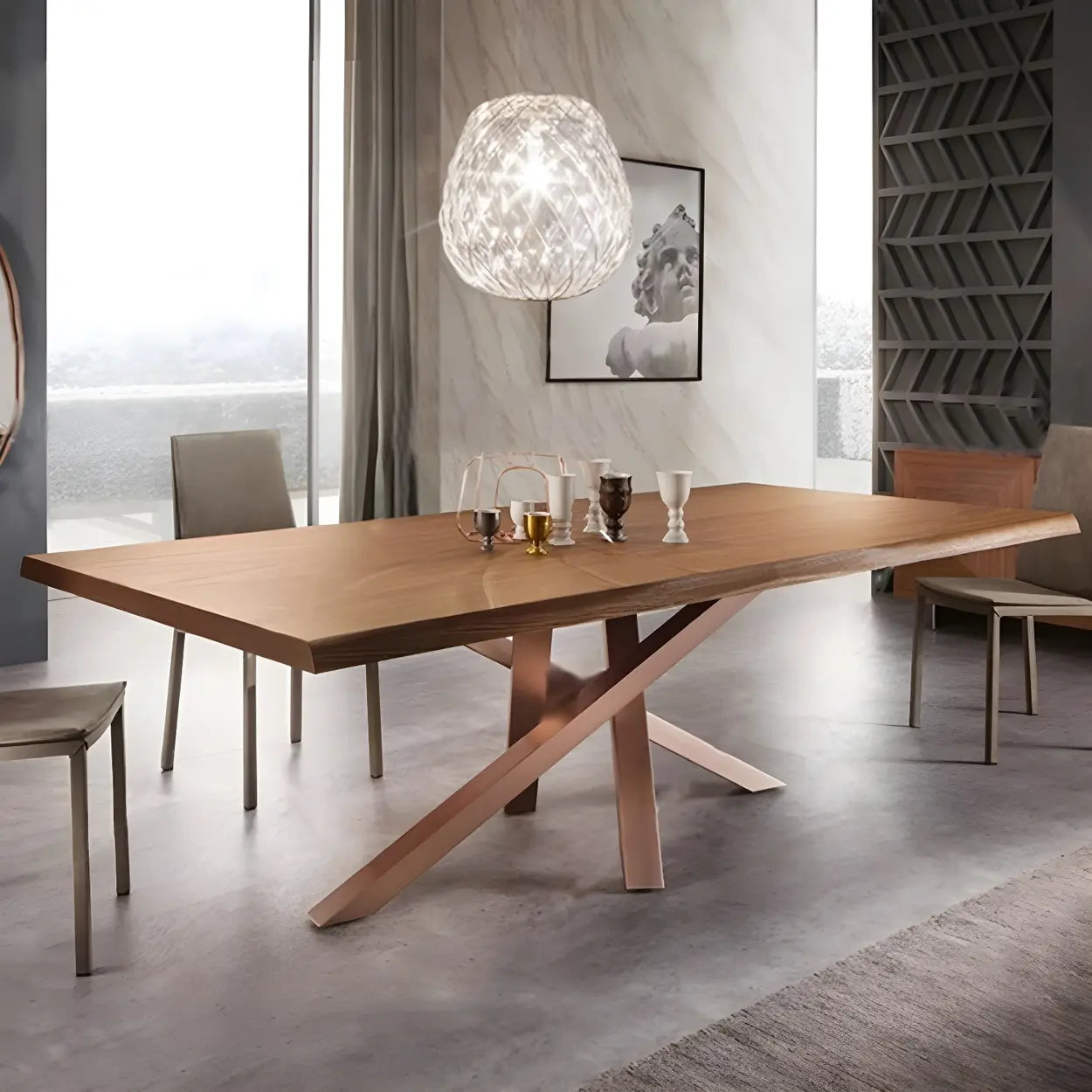 Rechthoekige Grenen Houten Eettafel in Scandinavische Stijl – Massief Pine Dining Tafel met Zwart of Wit Onderstel | Restfield