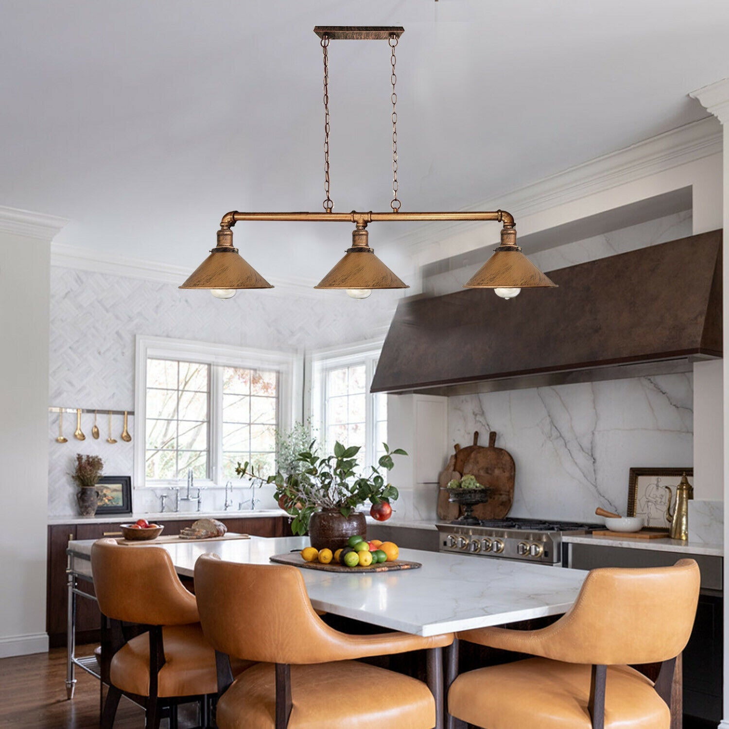 Plafondlamp Industrieel Steampunk Metaal Zwart 3-Lichts E27 Vintage Eetkamer Keuken