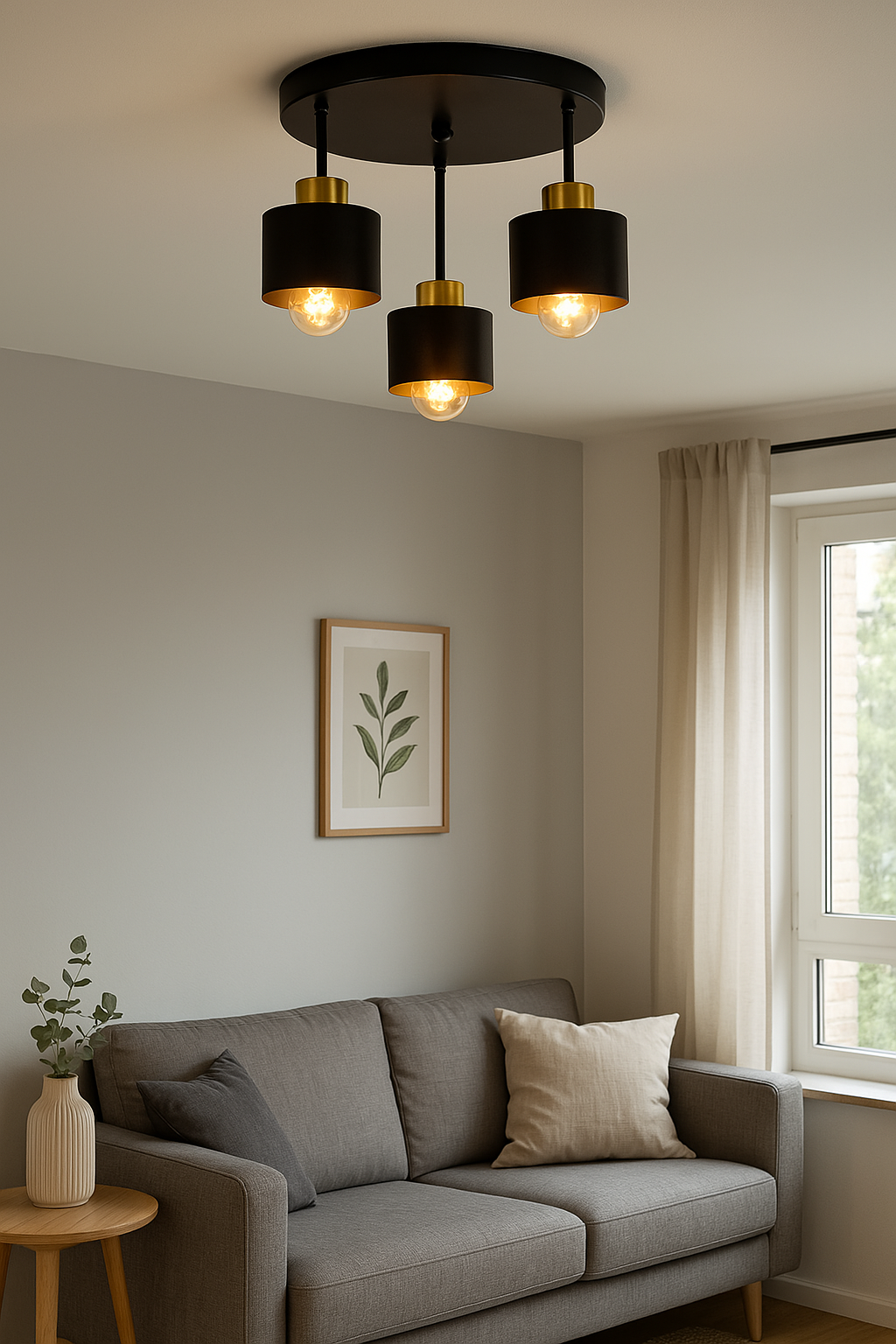 Plafondlamp 3 Lichts Zwart Goud Metaal E27 Ø30cm Modern Design | Restfield