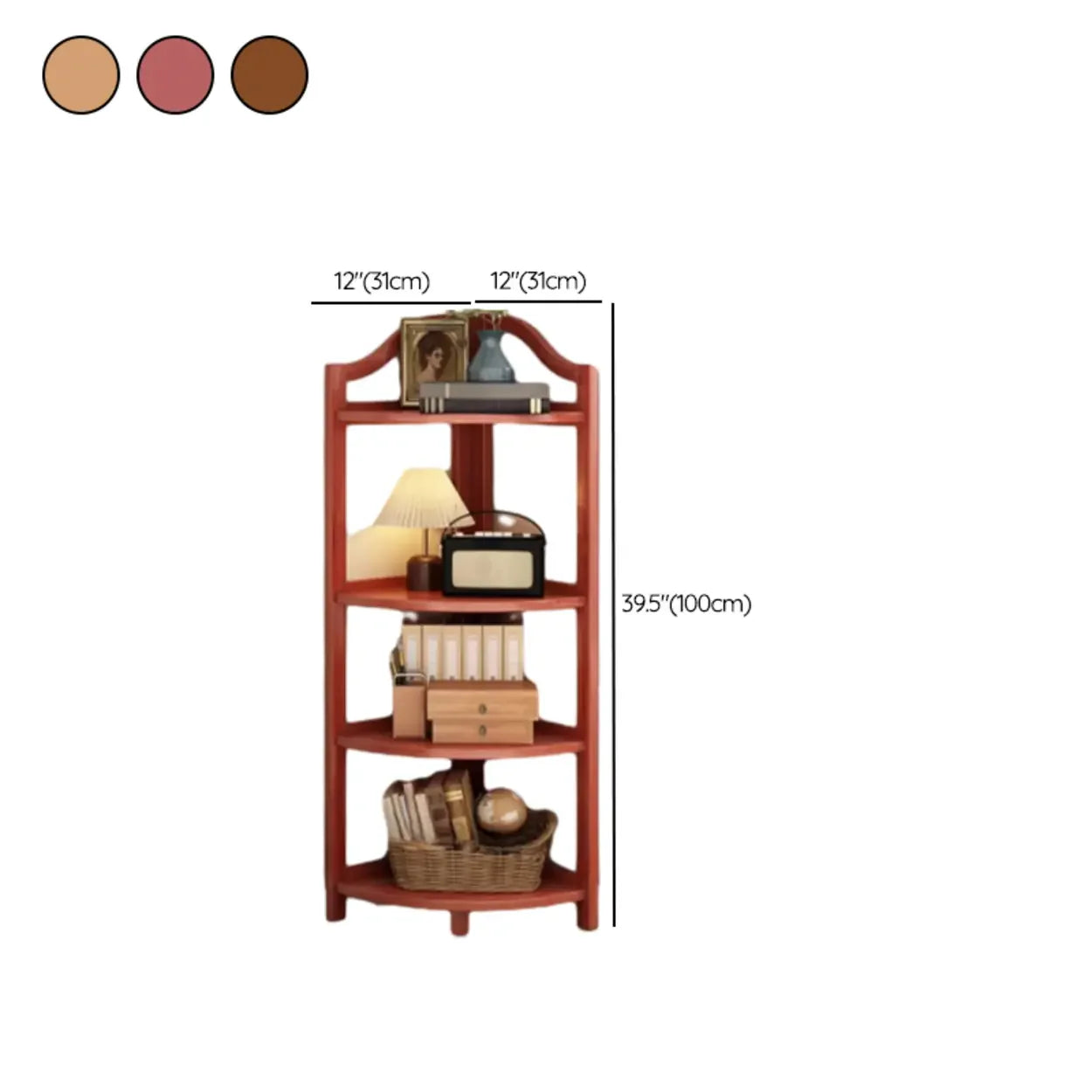 Verticale Open Hoek Boekenkast van Massief Hout met Natuurlijke Afwerking voor Woonkamer en Slaapkamer | Restfield