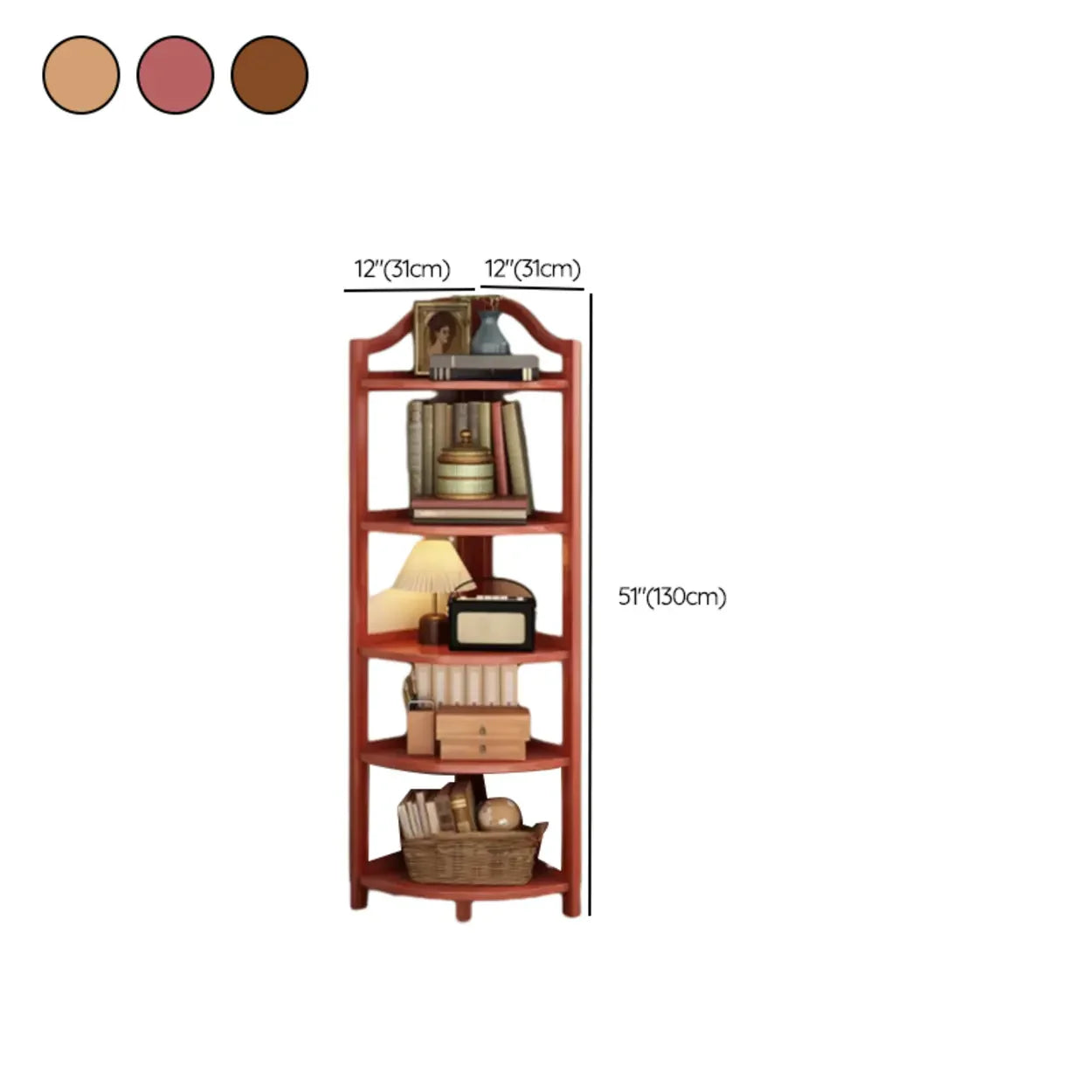 Verticale Open Hoek Boekenkast van Massief Hout met Natuurlijke Afwerking voor Woonkamer en Slaapkamer | Restfield