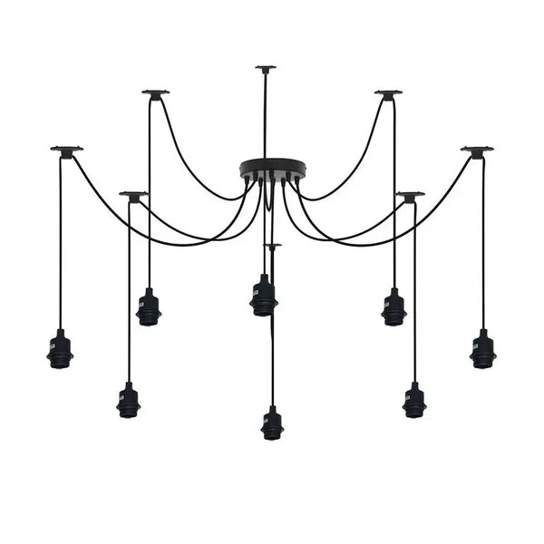 Hanglamp Spider 5-Lichts Metaal Zwart E27 Verstelbaar Vintage Industrieel Woonkamer