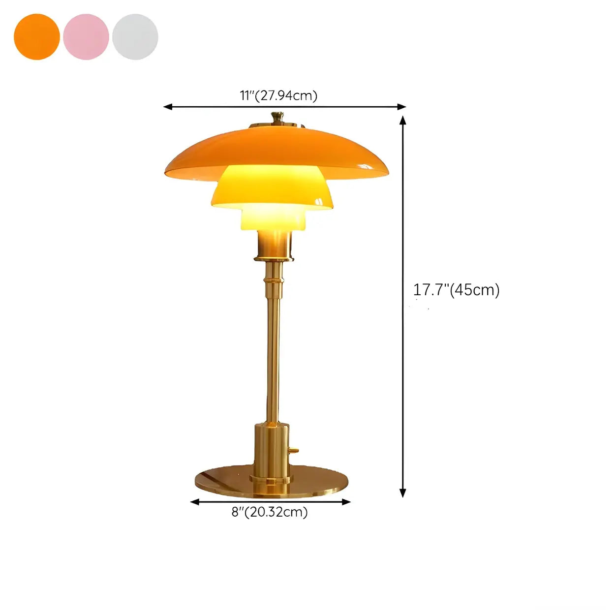 Vintage Tafellamp met Meerlagige Glazen Kap in Amber en Gouden Voet – Moderne Design Bedlamp | Restfield