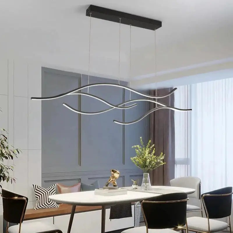 Hanglamp Vague Modern LED Aluminium Acryl Goud Zwart 120cm | Restfield