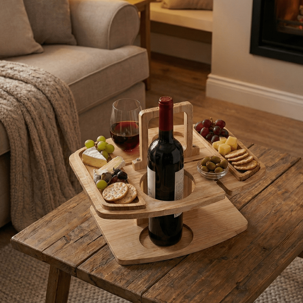Houten Wijntafel voor Picknick & Aperitief | Luxe Wijn- en Borreltafel voor Buiten