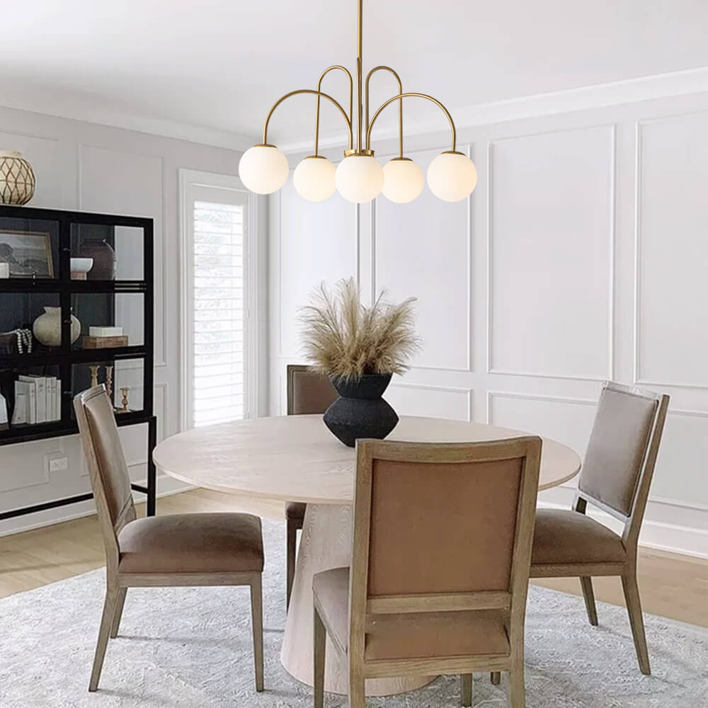 Kroonluchter Swirl 10-Lichts Opaal Glas Zwart Messing 98cm Eetkamer Woonkamer Dimbaar