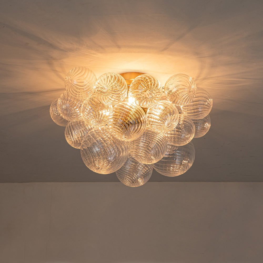Plafondlamp Glazen Bollen Cluster 3-Lichts Messing 53cm Badkamer Woonkamer Glamour
