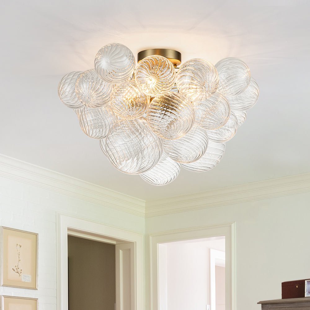 Plafondlamp Glazen Bollen Cluster 3-Lichts Messing 53cm Badkamer Woonkamer Glamour