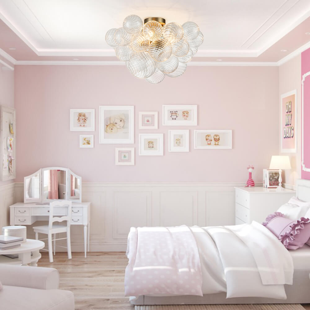 Plafondlamp Glazen Bollen Cluster 3-Lichts Messing 53cm Badkamer Woonkamer Glamour