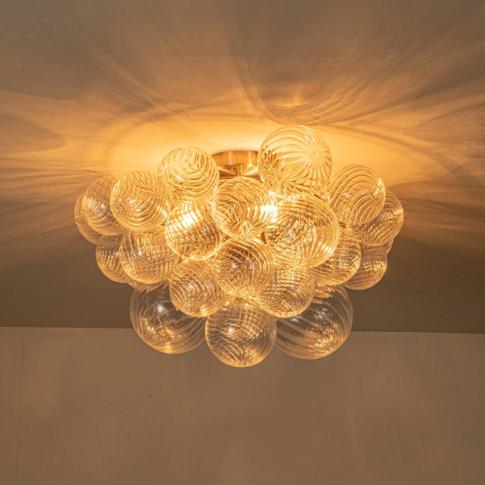 Plafondlamp Glazen Bollen Cluster 3-Lichts Messing 53cm Badkamer Woonkamer Glamour