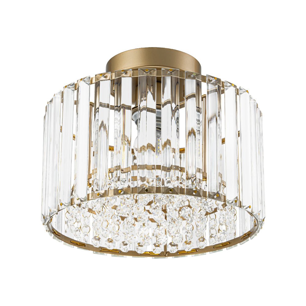 Plafondlamp Kristal Messing Mid-Century Dimbaar 27cm Slaapkamer Hal Entree Luxe