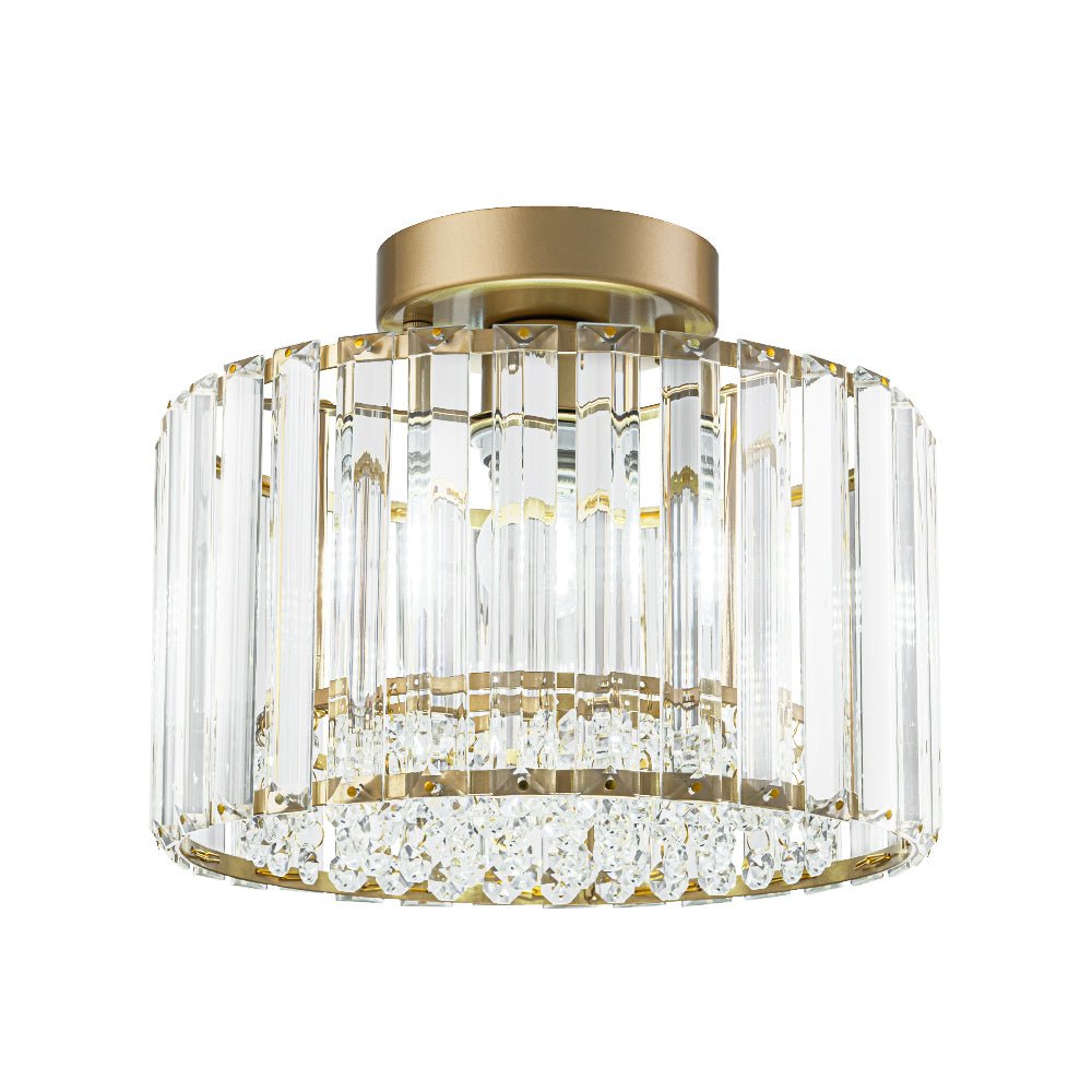 Plafondlamp Kristal Messing Mid-Century Dimbaar 27cm Slaapkamer Hal Entree Luxe