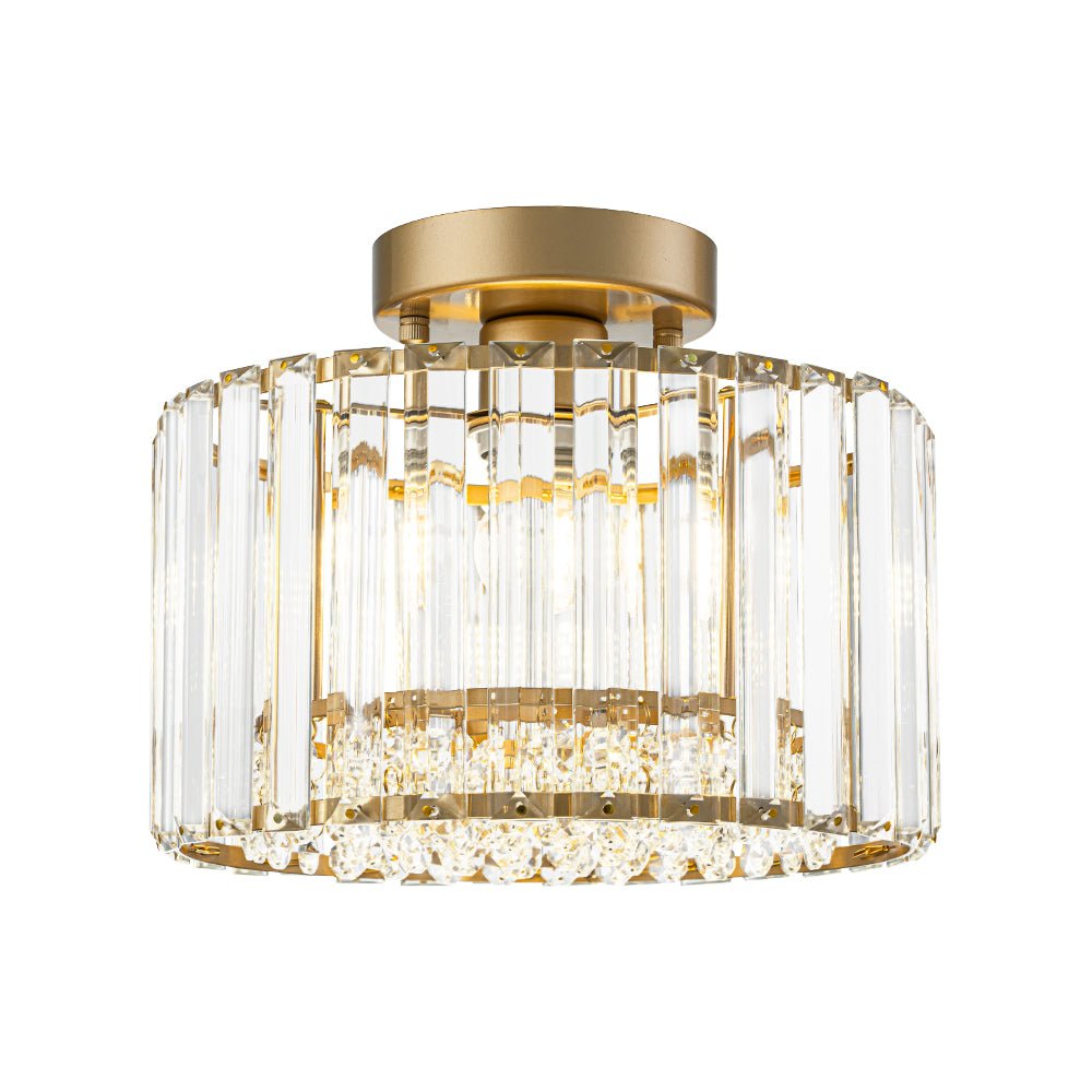 Plafondlamp Kristal Messing Mid-Century Dimbaar 27cm Slaapkamer Hal Entree Luxe