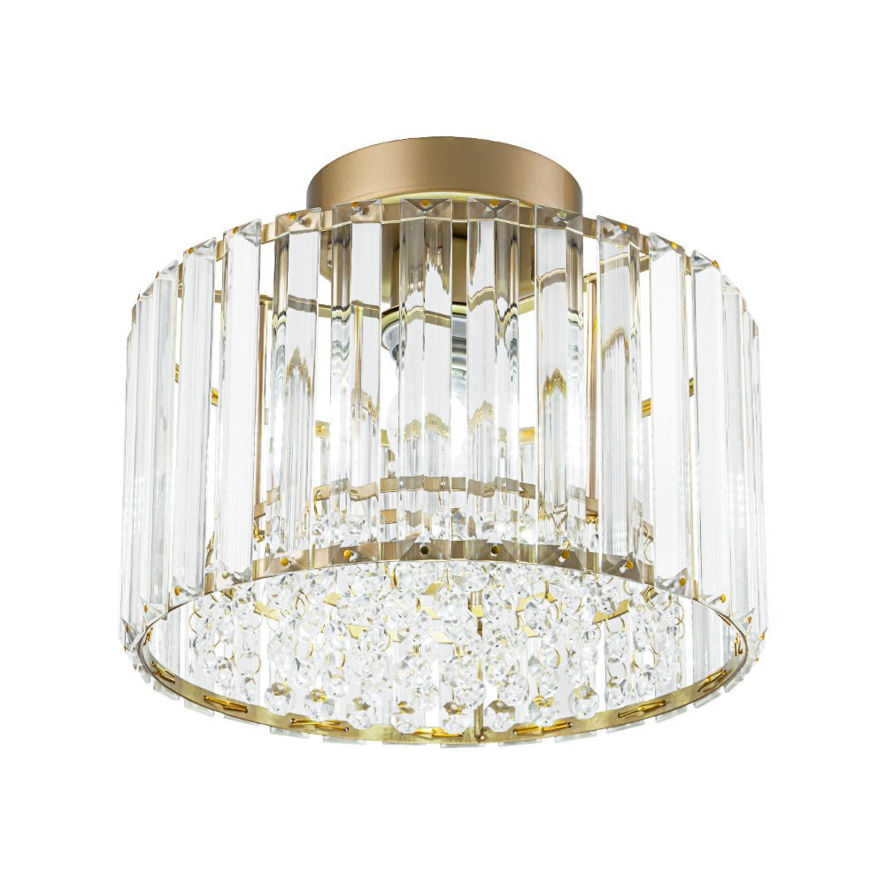 Plafondlamp Kristal Messing Mid-Century Dimbaar 27cm Slaapkamer Hal Entree Luxe