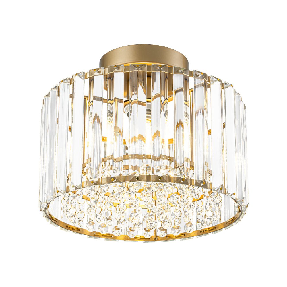 Plafondlamp Kristal Messing Mid-Century Dimbaar 27cm Slaapkamer Hal Entree Luxe