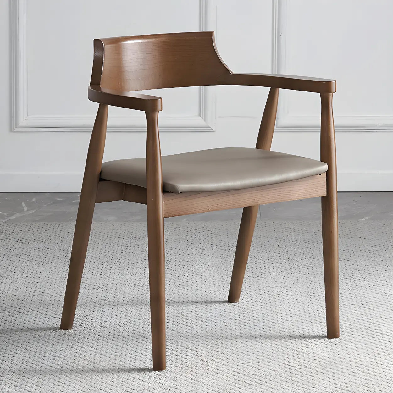 Traditionele Houten Eetkamerstoel met Armleuningen en Open Rugleuning – Massief Hout in Espresso, Walnoot of Naturel | Restfield