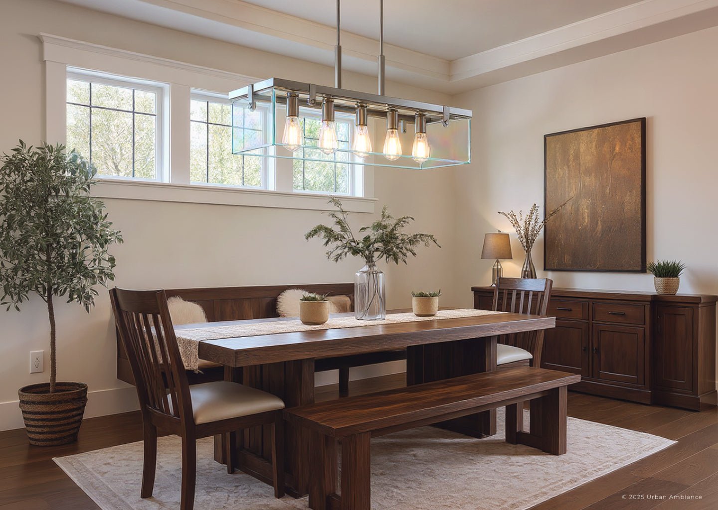 Hanglamp Rechthoekig Cube Glas Staal Nikkel 93cm Eetkamer Modern | Restfield