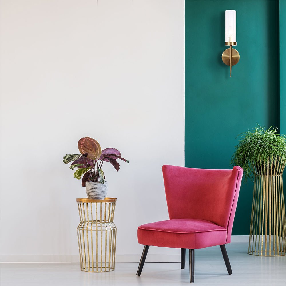 Wandlamp Geribbeld Glas Vintage Art Deco E27 Goud Chroom Nikkel Zwart Dimbaar Cilinder | Restfield