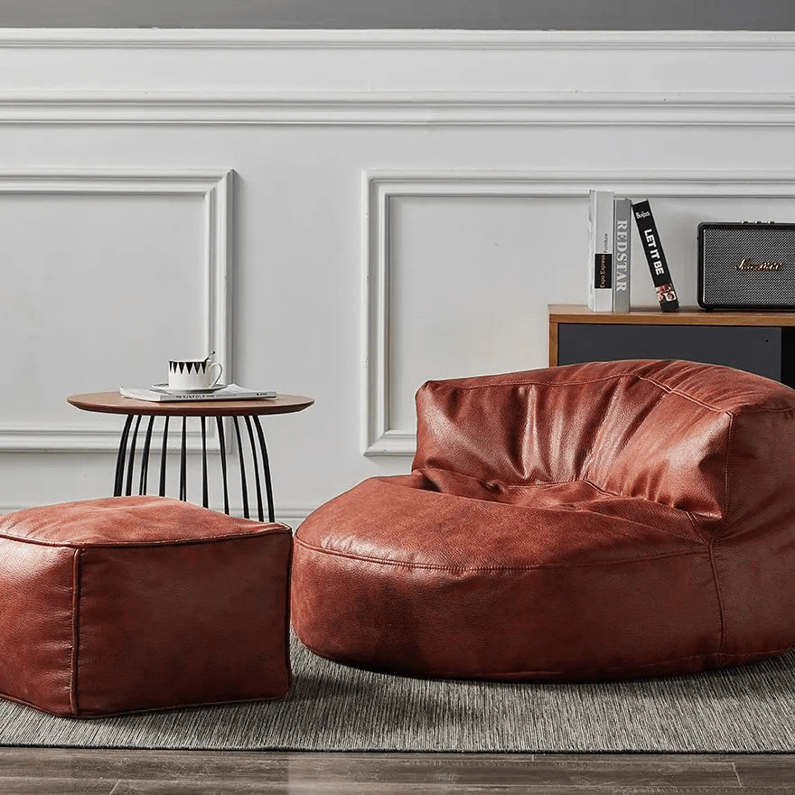 Zitzak Rond Kunstleer Modern 100cm Retro Leer Kinderen Volwassenen Binnen