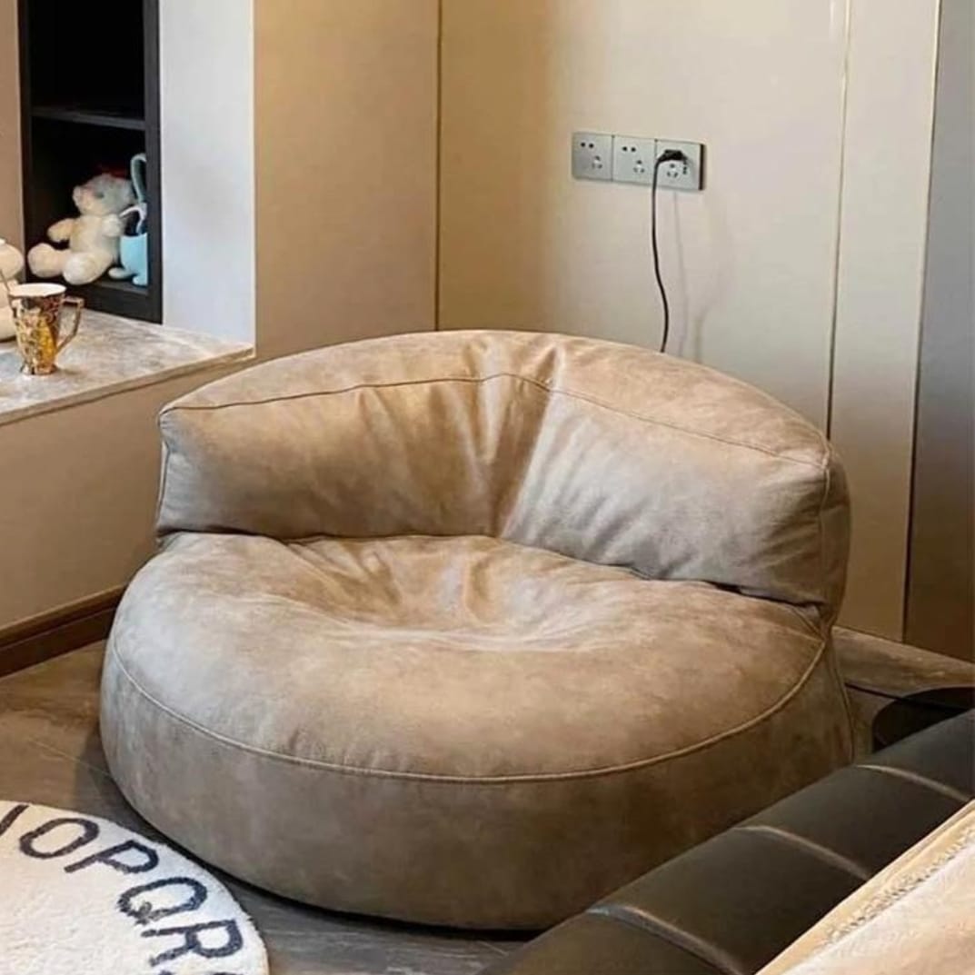 Zitzak Rond Kunstleer Modern 100cm Retro Leer Kinderen Volwassenen Binnen